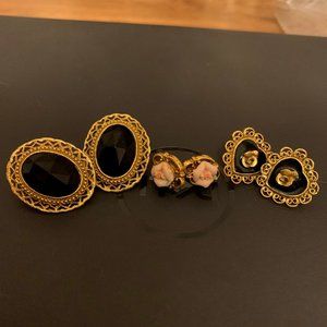 1928 earring lot.  3 pair pierced earrings total